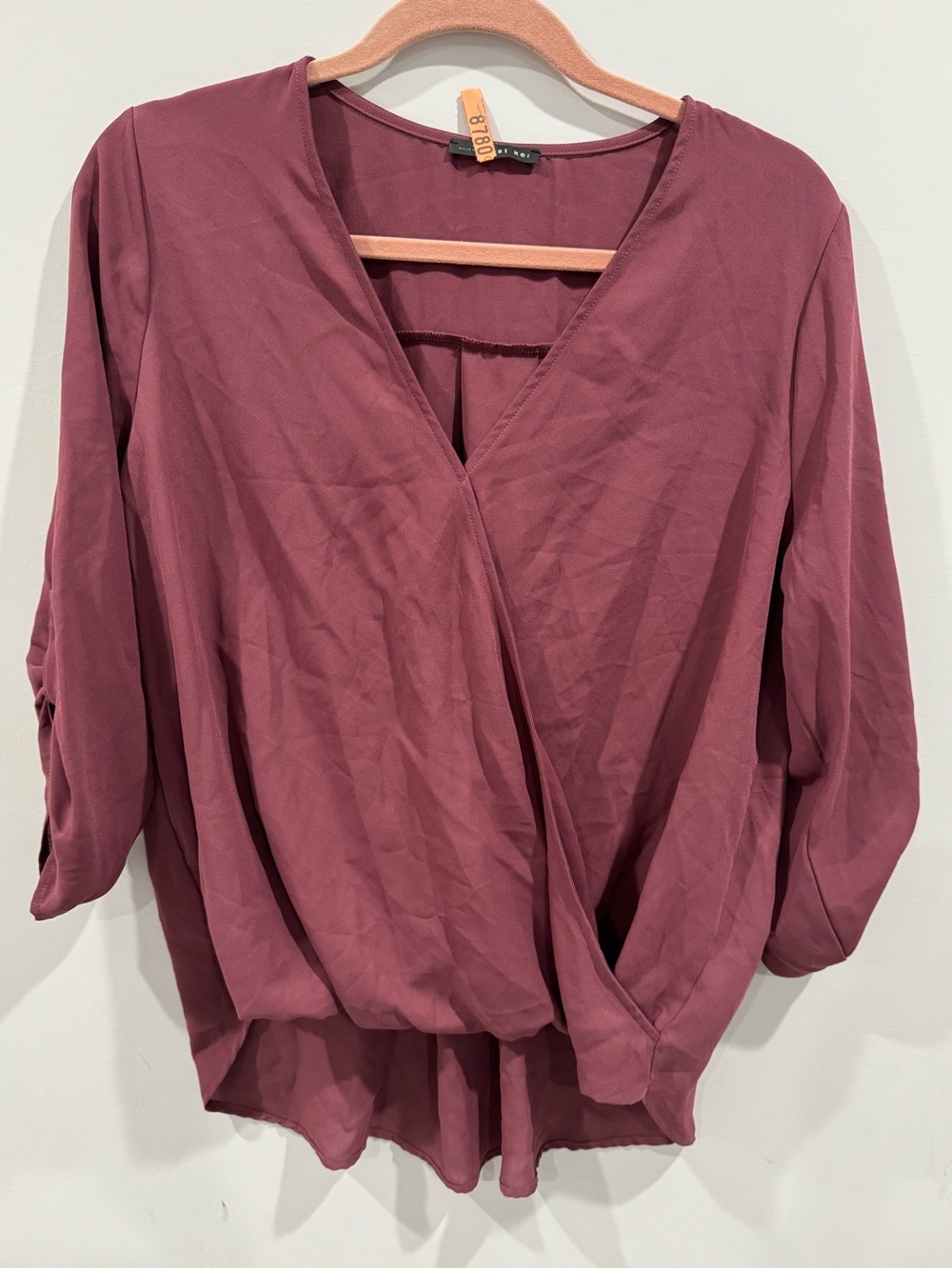 West Kei Dusty Mauve Wrap-Style Blouse